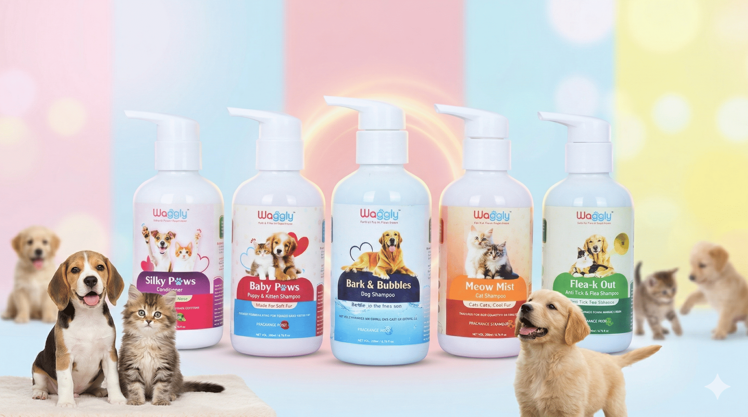 Waggly full product line with puppies and kittens